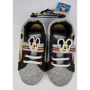 Disney Junior Mickey Mouse Sneakers Boys Size 11 Grey Black NWT Hook Loop